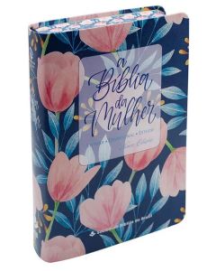 A Bíblia da Mulher NAA Nova Edição Tamanho portátil | SBB | Bíblia da Mulher - capa impressa, tulipa azul