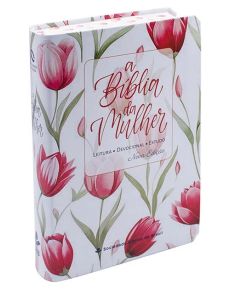 A Bíblia da Mulher NAA Nova Edição Tamanho portátil | SBB | Bíblia da Mulher - capa impressa, tulipa vermelha