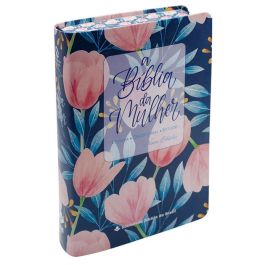 A Bíblia da Mulher NAA Nova Edição Tamanho portátil | SBB | Bíblia da Mulher - capa impressa, tulipa azul