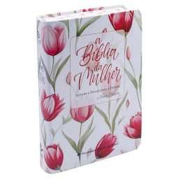 A Bíblia da Mulher NAA Nova Edição Tamanho portátil | SBB | Bíblia da Mulher - capa impressa, tulipa vermelha
